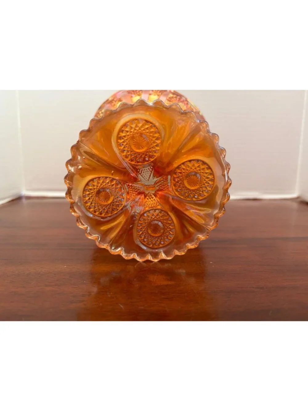 Imperial Glass Marigold Carnival Glass Hobstar Pedestal Compote